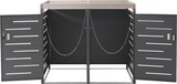 thumbnail of XL 2er-/4er-Mülltonnenverkleidung HWC-H40, Mülltonnenbox, Pflanzkasten Edelstahl-Metall 63kg 125x140x102cm erweiterbar