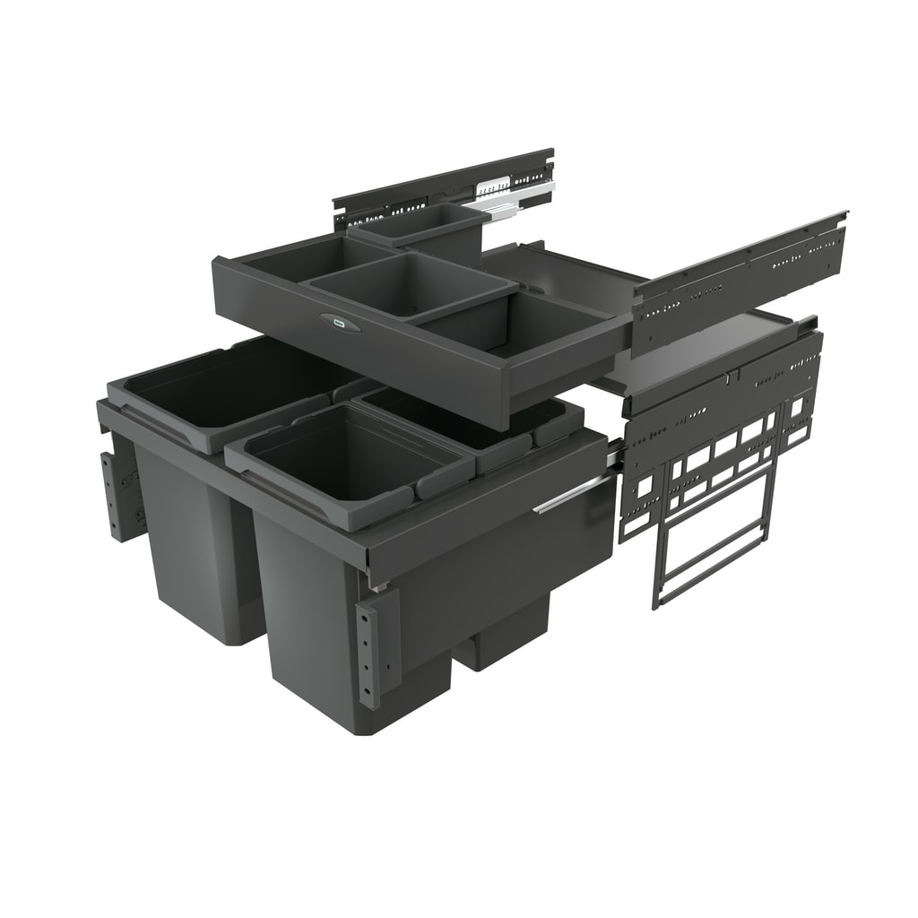 NABER Cox® Base 360 S/600-3 mit Base-Board Abfallsystem Vollauszug, 2x10 & 22 L