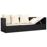 thumbnail of vidaXL Outdoor-Loungebett mit Kissen Schwarz Poly Rattan