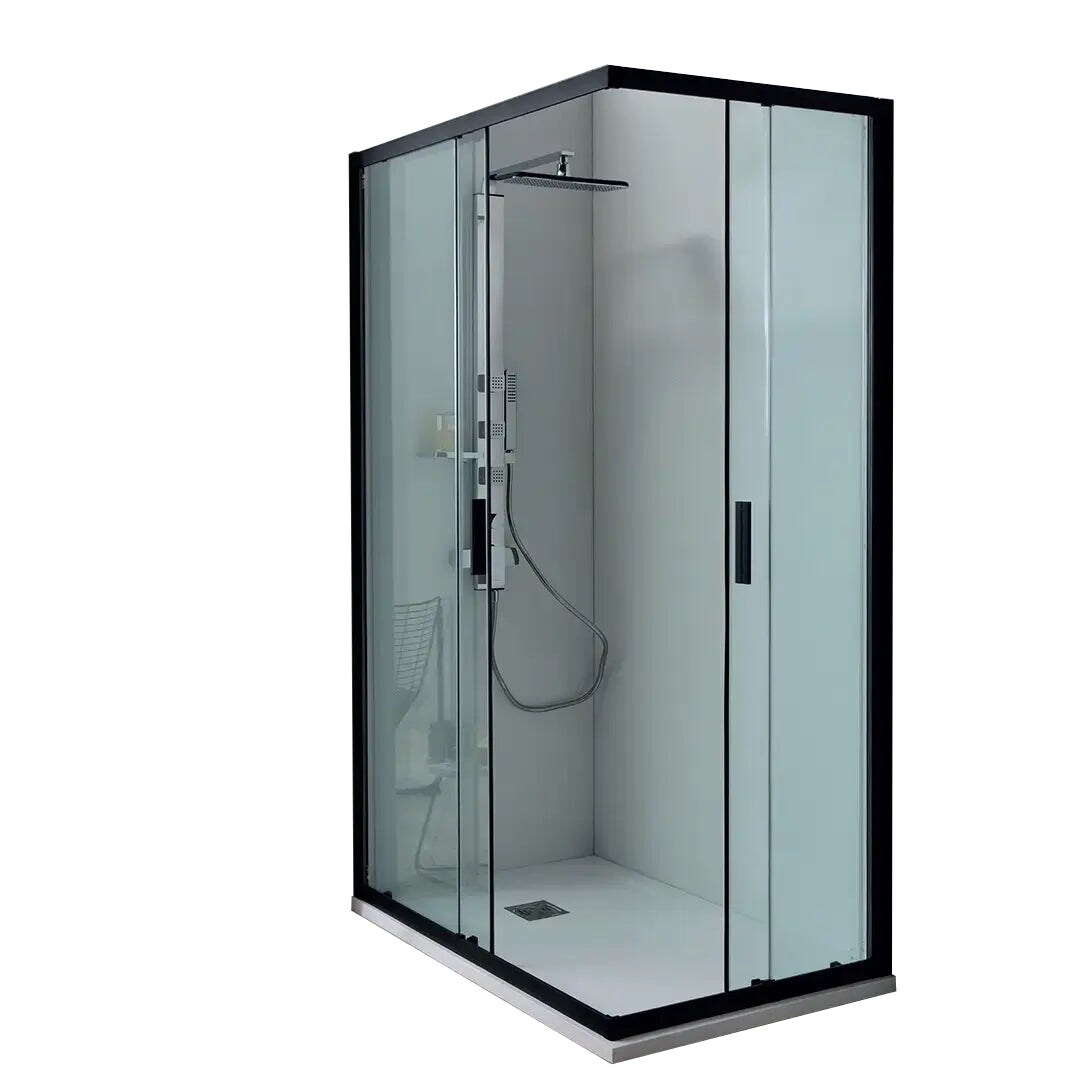 RAPID | Box Doccia Profili Neri 6mm Porte Scorrevoli Anticalcare Montaggio Rapido - 74x74