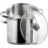 thumbnail of Olla Vaporizadora de Acero Inoxidable – Ø 25,5 x 33,5 cm – Gran Vaporera de Acero Inoxidable con Tapa de Cristal y Cestillo para Vapor – Plata