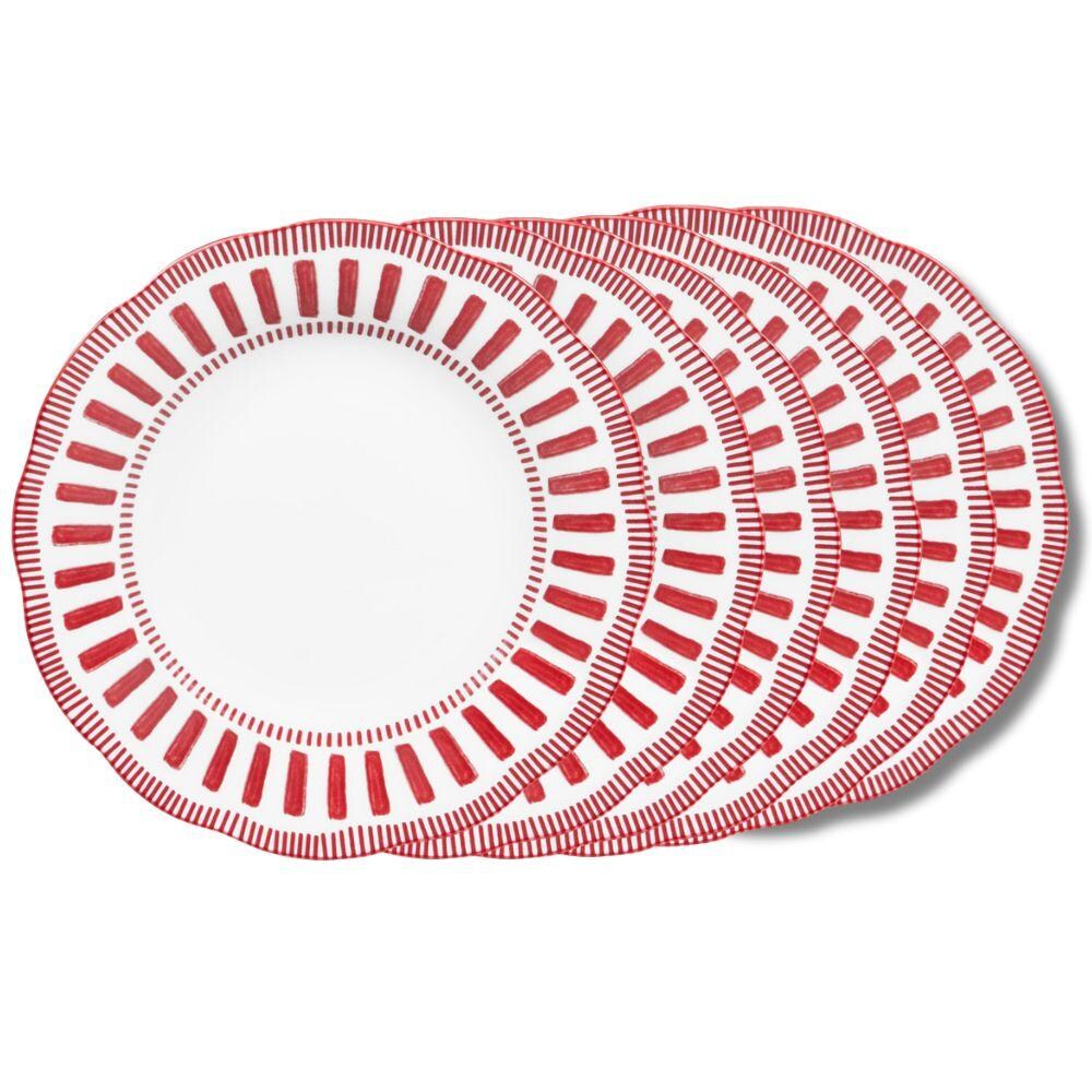 Assiette creuse Napoli rouge 22 cm x6 -  Rond Porcelaine Table Passion 23.00x23.00 cm