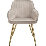 thumbnail of tectake Chaise de salle à manger aspect velours matelassé taupe/or - 405719