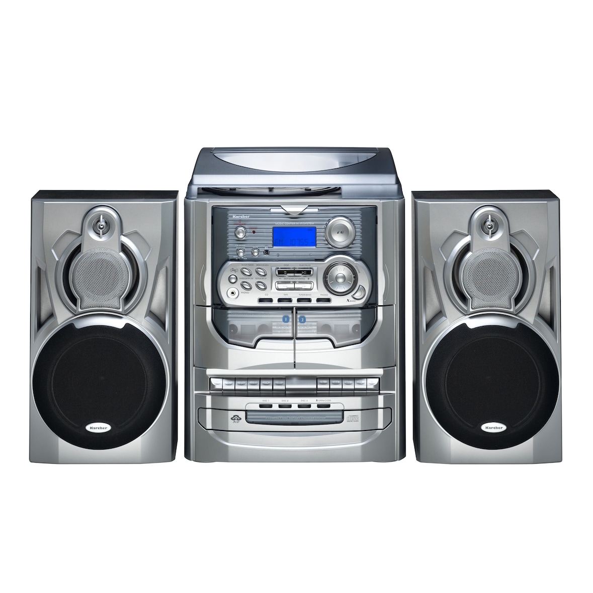 Karcher KA 5300 Kompaktanlage (3-fach CD-Wechsler, Schallplattenspieler, Kassettendeck, Radio, Fernbedienung) silber