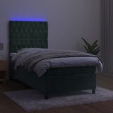 thumbnail of vidaXL Boxspringbett mit Matratze & LED Dunkelgrün 100x200 cm Samt