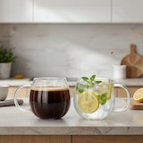 thumbnail of Relaxdays Gläser, 6er Set, mit Henkel, 400 ml, für Kaffee, Latte Macchiato & Tee, Borosilikatglas, Teetasse, transparent
