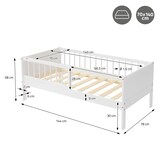 thumbnail of ML-Design Kinderbett 70x140 cm Weiß, Holzbett mit Lattenrost & Rausfallschutz, Jugendbett aus massivem Kiefernholz, Montessori Einzelbett Babybett