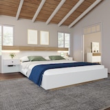 thumbnail of MeraxMerax Bettanlage Holzbett 180x200 Doppelbett mit 2 LED Nachtkommoden & 1 USB & 1 Type C & 1 Steckdose & Lattenrost Beige & Weiß