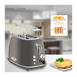 thumbnail of Proficook TA 1193 Tostadora Pan, Ranura Ancha 2 Rebanadas, Indicador Nivel Tostado, 3 Funciones, Calienta Panecillos, Gris, 800W