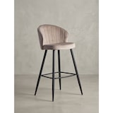 thumbnail of Barhocker `Adige`: Skandinavisches Design, Samtbezug, Metallbeine, 110 kg Belastung, Beige Farbe. Beige, 56x53x103 cm | Kadima Design