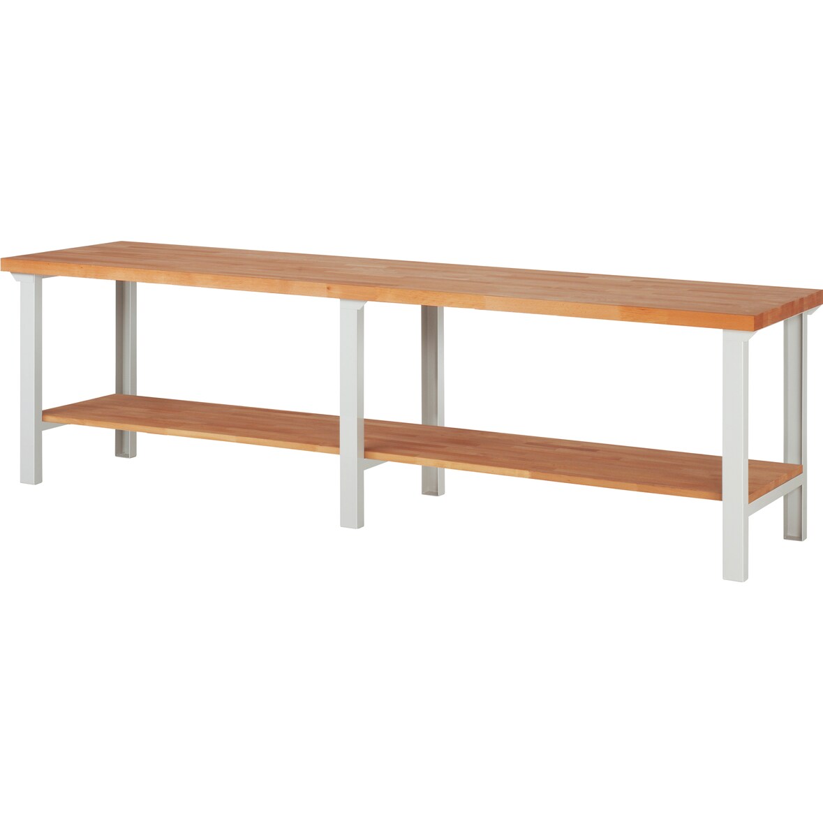 PROREGAL Werkbank Serie 7000 - Modell 7000 | HxBxT 84x300x70cm | mit Ablageboden | Lichtgrau | Arbeitstisch Werktisch