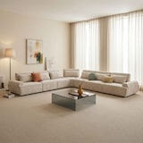 thumbnail of Sofá esquinero modular de 7 plazas con respaldo ajustable, crudo, L 449 x l 449 x h 82 cm Oviala