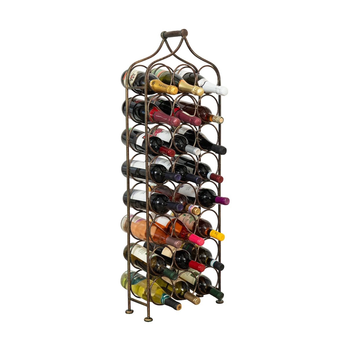 Biscottini Portabottiglie per vino - Cantinetta porta bottiglie vino metallo - Espositore vino 24 bottiglie - Portabottiglie ferro battuto 106x36 cm
