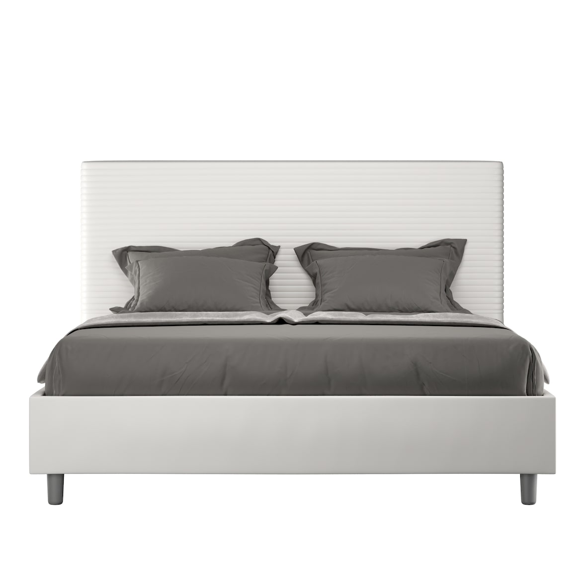 Letto Matrimoniale contenitore doppia alzata imbottito 160x210 similpelle bianco Focus
