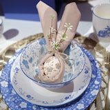 thumbnail of Schale 15x7cm Porzellan mit Blumen Muster - Schüssel Servierschale Salatschale Obstschale Dessertschale Müslischale Vintage Geschirr Sommer Hellblau