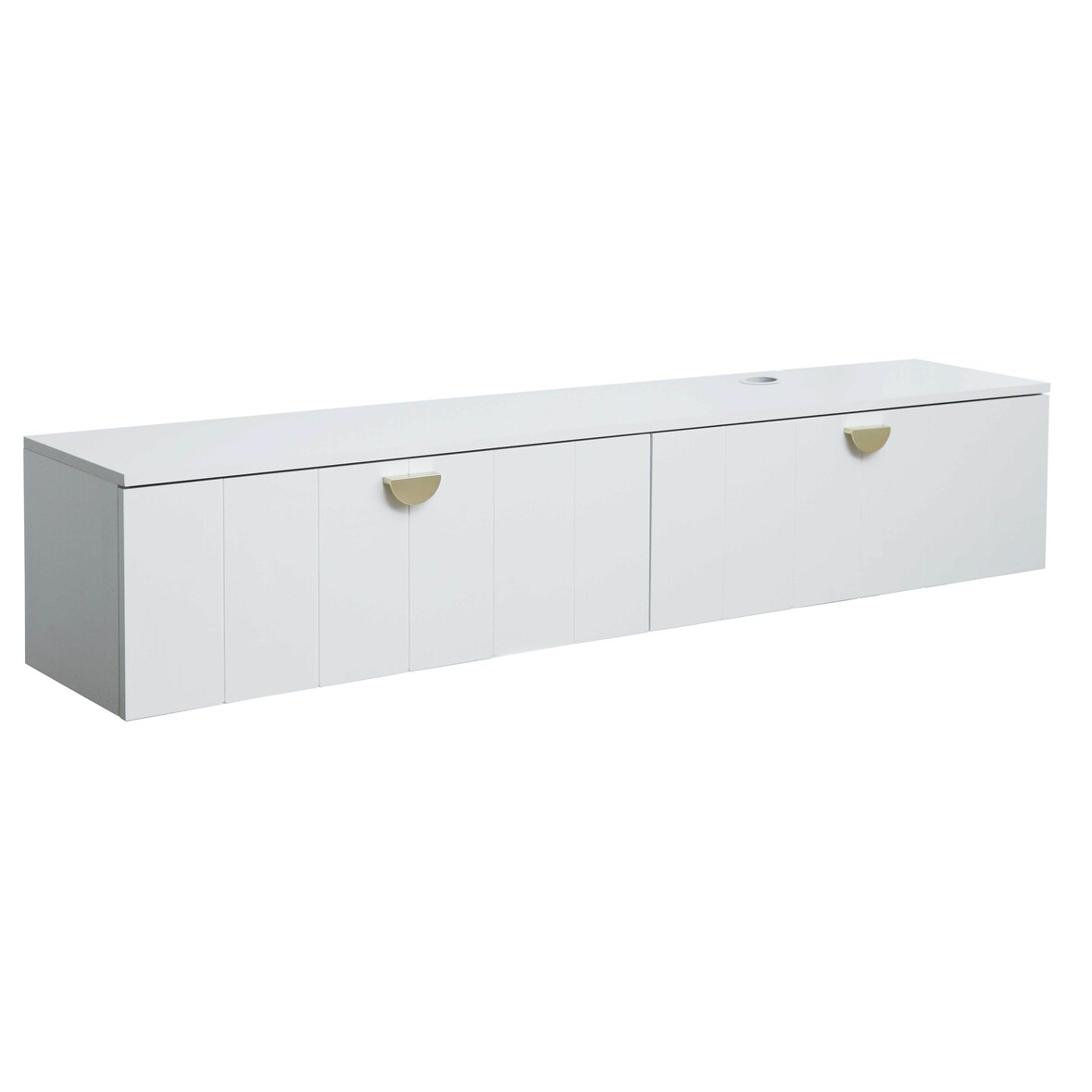 Oviala Meuble TV suspendu 160 cm moderne blanc