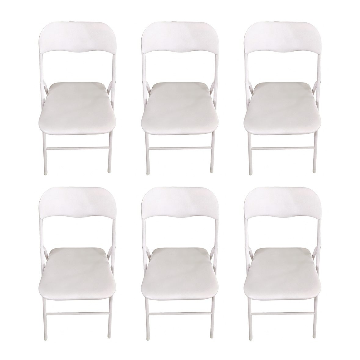 Pack 6 Sillas Blancas Plegables Premium con Estructura Metálica y Asiento Acolchado en Polipiel PU. Respaldo Ergonómico (80x44x43,5 cm)
