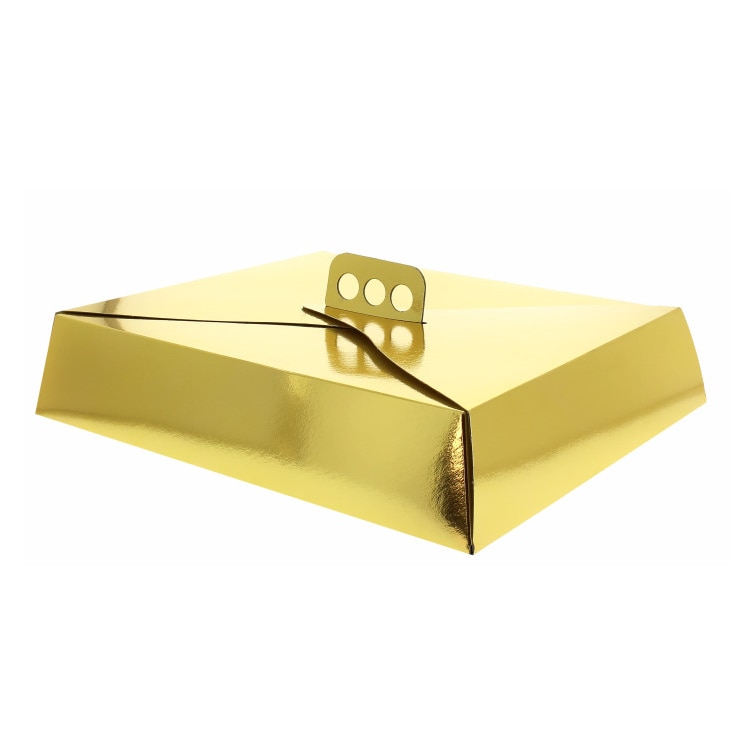 MONOUSO - Scatola di Carta per Torte Oro Rettangolare 26,5x35,5x8cm (50 Pezzi)