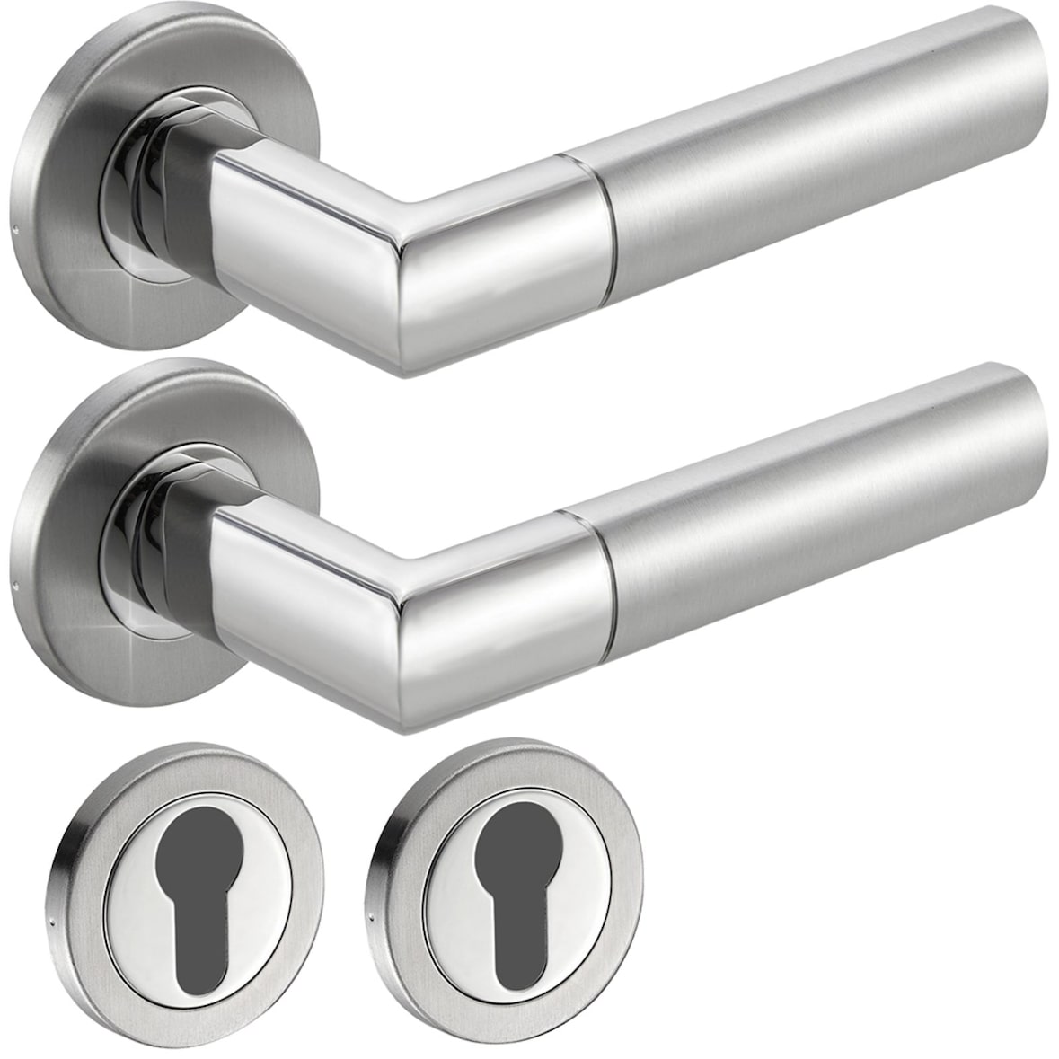 Türbeschlag Edelstahl Drückergarnitur CATHY Eingangstür Türgriff oval PZ - Profilzylinder Edelstahl