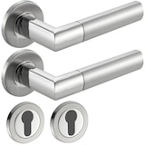 thumbnail of Türbeschlag Edelstahl Drückergarnitur CATHY Eingangstür Türgriff oval PZ - Profilzylinder Edelstahl