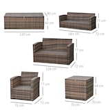thumbnail of Outsunny Mobili da Giardino 6 Pezzi in Rattan Divani Poltrone Tavoli