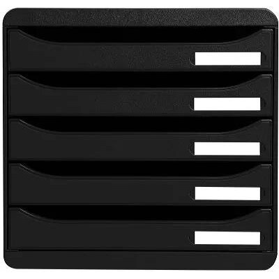 Exacompta - Réf. 309714D - BIG BOX PLUS - Caisson 5 tiroirs  - Dimensions extérieures :  Prof. 34,7 x l 27,8 x H 27,1cm - Noir