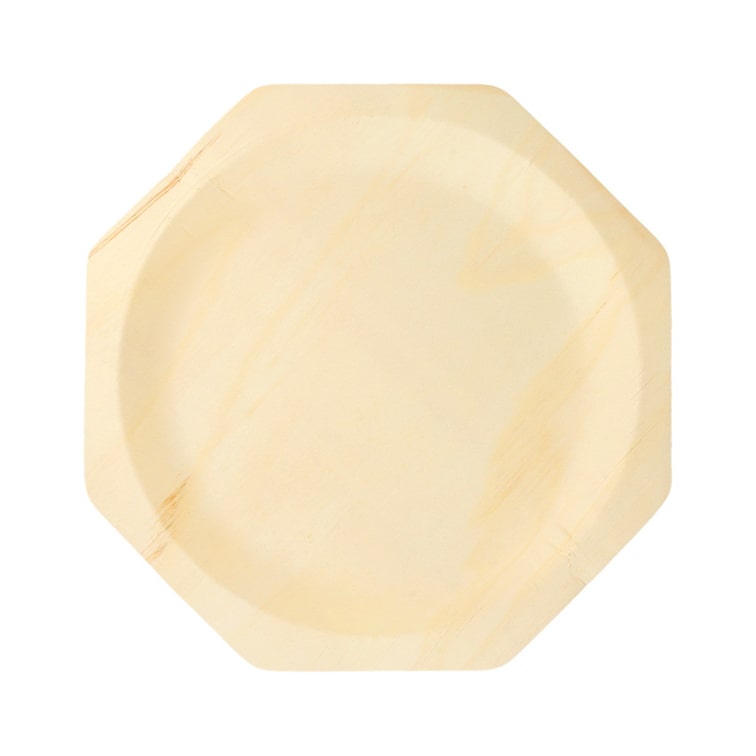 MONOUSO - Teller aus Holz Achteckig 26 cm (200 Einheiten)