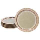 thumbnail of 6er Set Speiseteller Bistro Ø 26,6 cm Steingut braun Rillen-Retro
