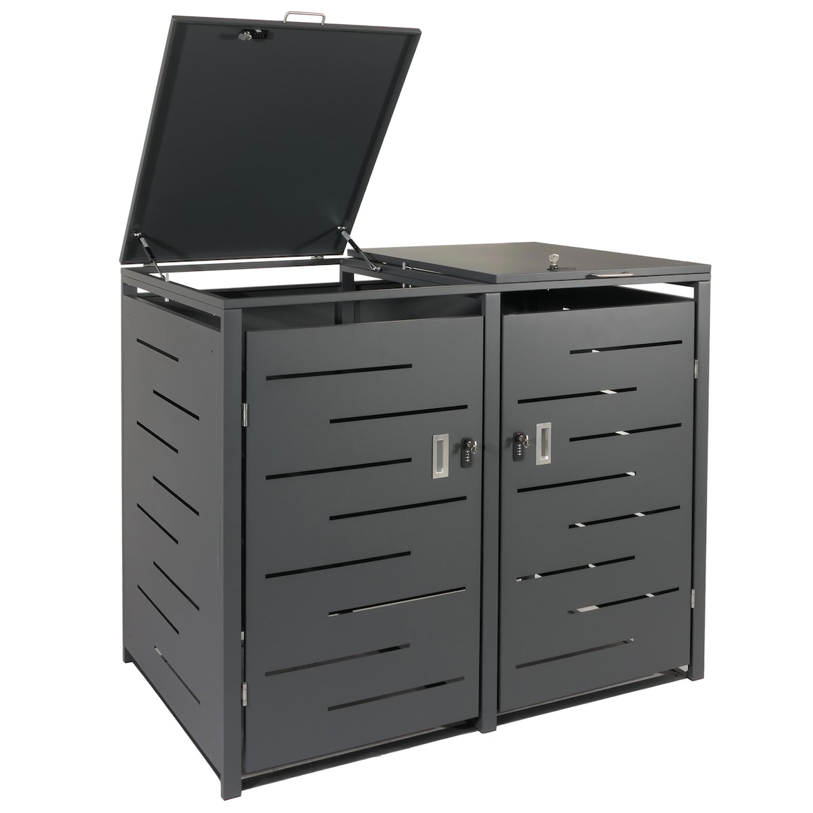 XL 2er-/4er-Mülltonnenverkleidung | HxBxT 116x141x98cm | erweiterbar| Anthrazit | Mülltonnenbox
