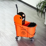 thumbnail of Reinigungswagen 54x41x92 cm Orange mit 36 L Fahreimer und Abwärts Press Auswringer, Wassertrennung, leise Lenkrollen, Metallgriff