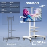 thumbnail of ONKRON Soporte TV con Ruedas y Altura Regulable, para Pantallas de 50 a 86", hasta 105 kg, VESA máximo 800x500 mm, TS1881-W Blanco