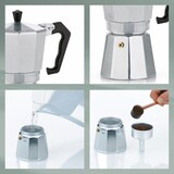thumbnail of Cafetera Italiana de Aluminio moka de 3 Tazas, 150 ml, todo tipo de cocinas excepto inducción