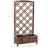 thumbnail of Outsunny jardinera con enrejado jardinera con celosía de madera macetero con soporte para trepadora cultivos plantas en terraza jardín 60x30x122,5 cm