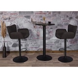 thumbnail of Set di 2 sgabelli da bar HWC-M67, sgabello da bar, con bracciolo poggiapiedi girevole tessuto/tessuto ferro FSC® ~ marrone scuro piede nero