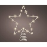 thumbnail of LED Christbaumspitze Stern mit Timer 27cm Metall Silber / Warmweiß