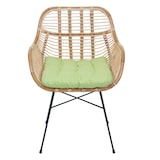 thumbnail of 6er-Set Esszimmerstuhl HWC-P17, Küchenstuhl Korbstuhl Rattansessel Rattanstuhl Stuhl, Kubu Rattan Metall ~ Polster grün