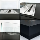 thumbnail of Bioethanol-Kamin für den Innen- und Außenbereich Biokamin mit Brenner, Standmodell aus Stahl und schwarzem Hartglas, 70 x 70 x 35 cm (H)