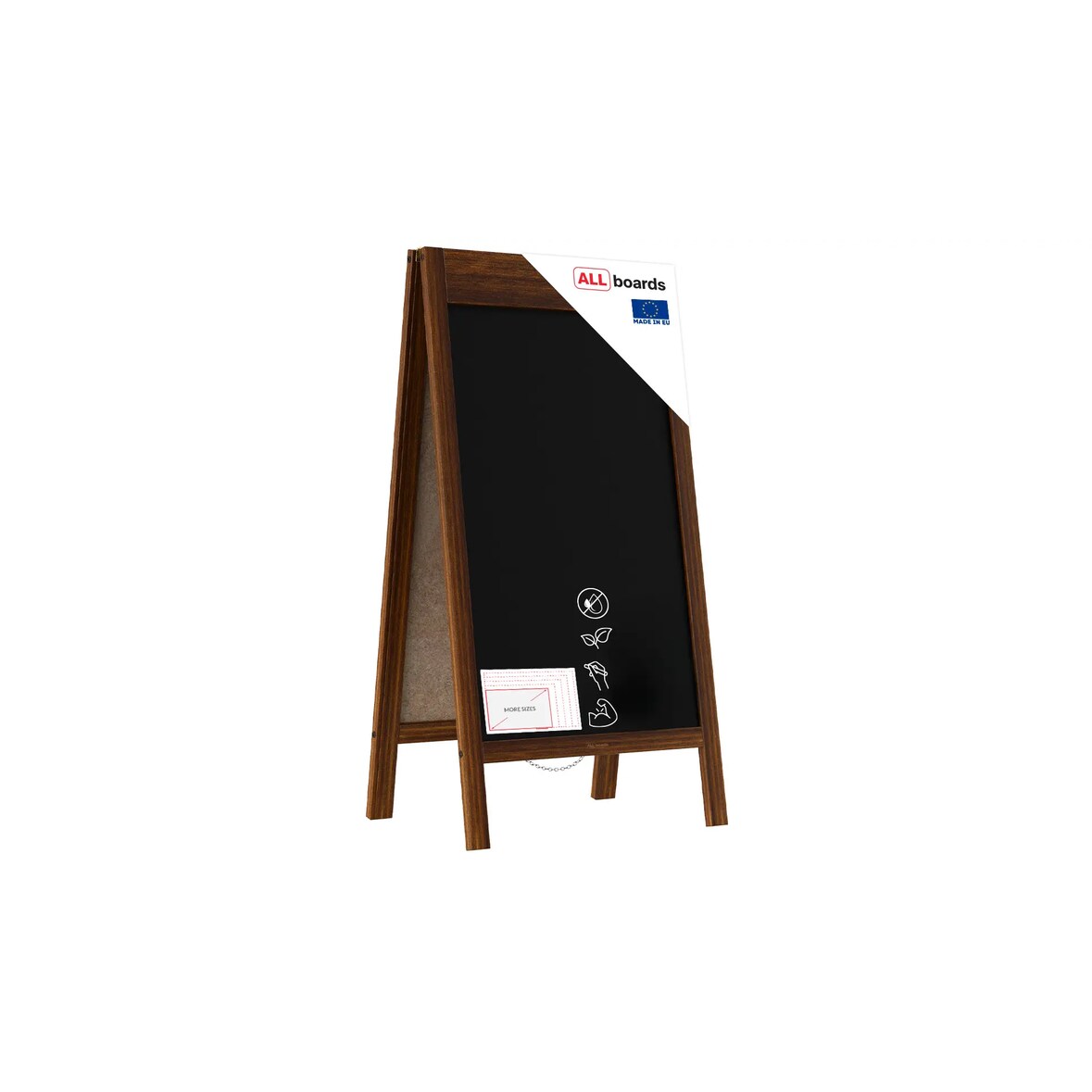 ALLboards Chevalet Stop Trottoir Cadre Supérieur Large avec Cadre en Bois Laqué 100×50cm