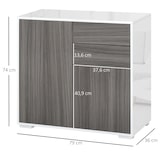 thumbnail of HOMCOM Aparador de Cocina con 2 Puertas 2 Cajones Marco de Blanco Brillante Estante Ajustable Apertura a Presión Armario de Almacenamiento 79x36x74 cm