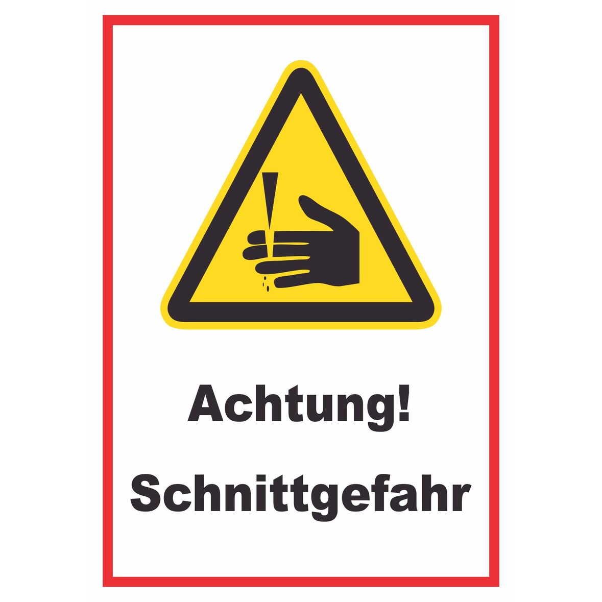 Achtung Schnittgefahr Schild A4 (210x297mm)