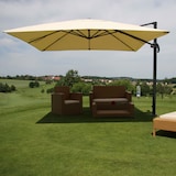 thumbnail of Décoshop26 - Parasol professionnel restaurant pour jardin terrasse 3x4m (Ø5m) polyester/aluminium 26kg crème sans pied, rotatif 04_0003342