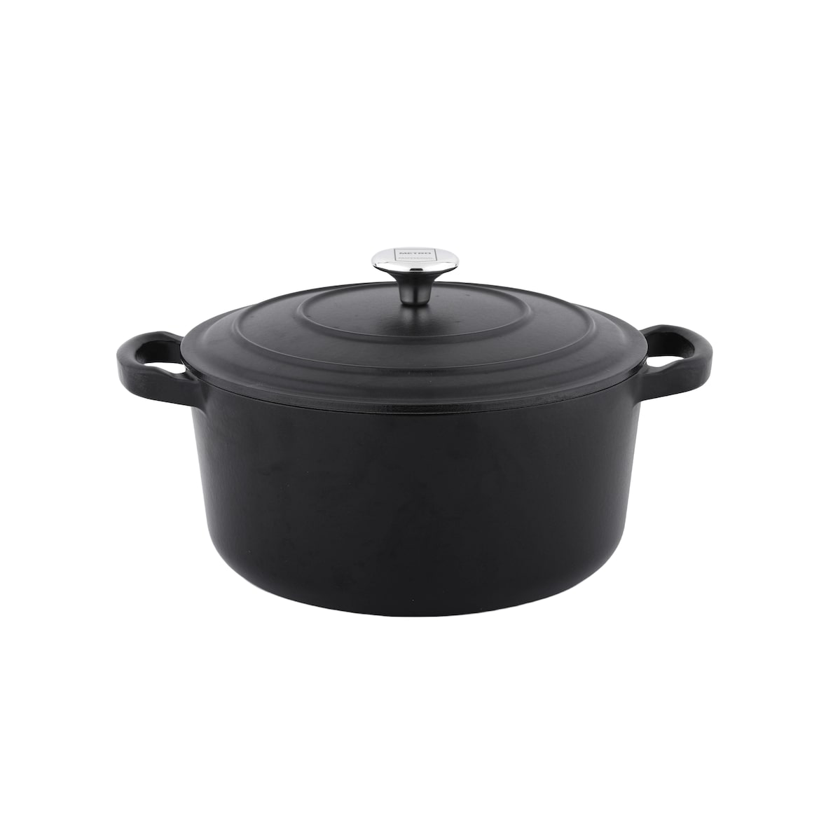 METRO PROFESSIONAL Cocotte mit Deckel, Gusseisen/Edelstahl, Ø 28, 6.5 L, Induktion, schwarz