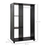 thumbnail of HOMCOM armario ropero con ruedas armario para ropa con barra estantes abiertos organizador para colgar ropa de dormitorio 80x40x128 cm negro