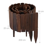 thumbnail of Relaxdays Beeteinfassung, 200 cm lang, flexibel, Sichthöhe: 20 cm, zum Stecken, Holz, Beetzaun, Rasenkante, dunkelbraun