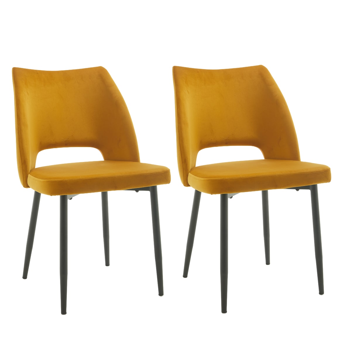 METRO PROFESSIONAL Gepolsterter Restaurantstuhl Salto 2er Set, Stahl/Polyester, gelb/schwarz