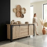 thumbnail of Matelpro - Buffet/bahut industriel 220 cm chêne/noir Simeo - Moderne & Design -Chêne/noir -  -Types de portes: Coulissantes