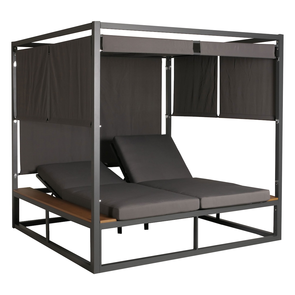 Aluminium Lounge-Gartenliege HWC-M63, Sonnenliege Bali-Liege Outdoor-Bett Daybed, 10cm-Polster 200cm ~ dunkelgrau