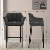thumbnail of Barhocker GIBEL - Metall Dunkelgrau 64x48x110 cm Schwarz | Barstuhl Mit Lehne Tresenhocker Tresenstuhl Kneipenhocker Kneipenstuhl