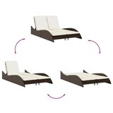 thumbnail of vidaXL Sonnenliege mit Auflagen Braun 114x205x73 cm Poly Rattan