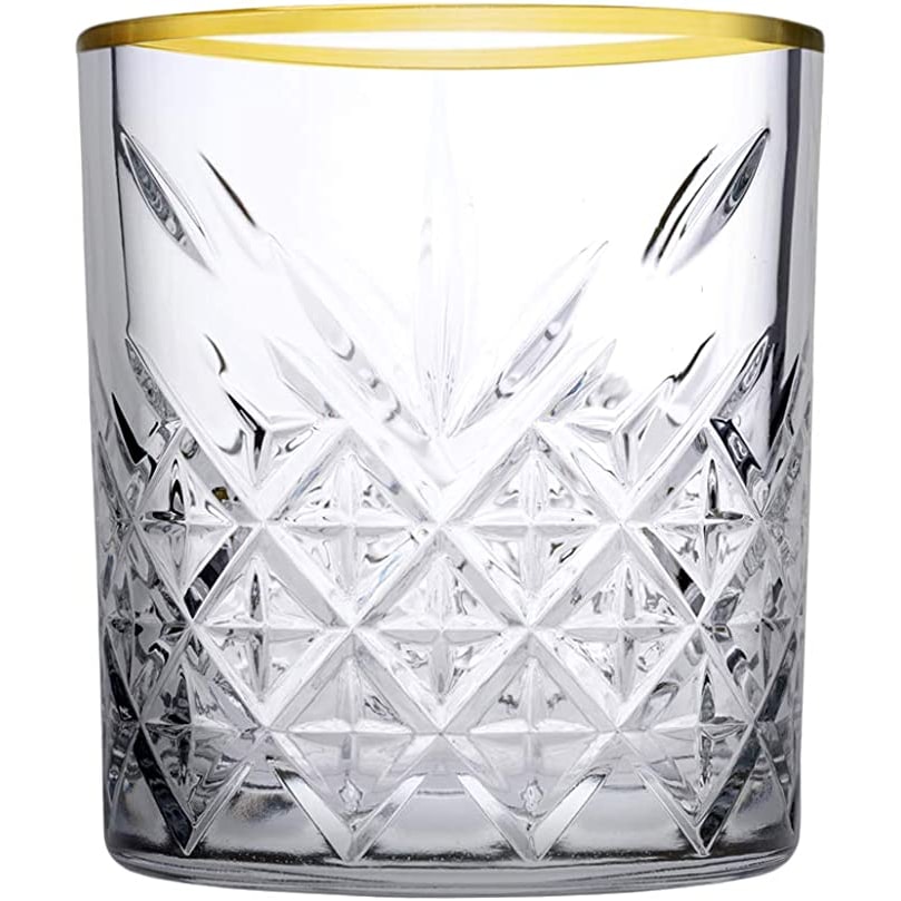 Pasabahce set van 4 glazen Timeless met gouden rand, transparant glas, 34,5 cl
